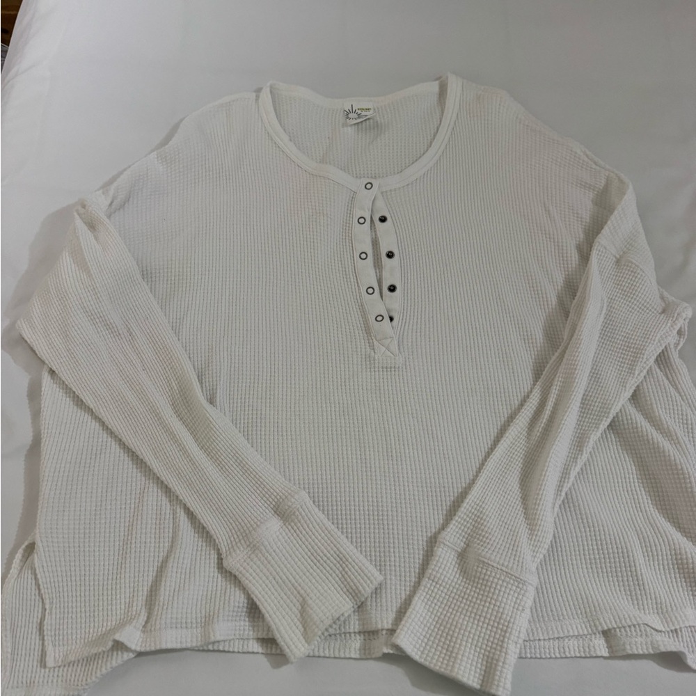 Aerie White Waffle Knit Top